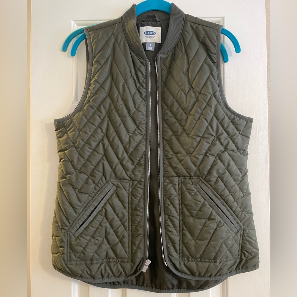 Olive Green Quilted Vest